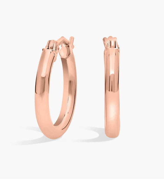 Small Hoop Earrings In 14k Rose Gold (2 X 15 Mm)