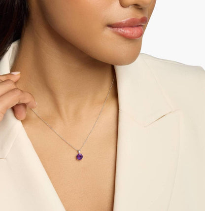 Amethyst Solitaire Pendant In 14k White Gold (7mm)