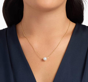 Single South Sea Pearl Station Pendant In 14K Yellow Gold (9-10 Mm)