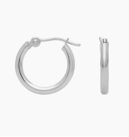 Small Hoop Earrings In 14k White Gold (2 X 15 Mm)