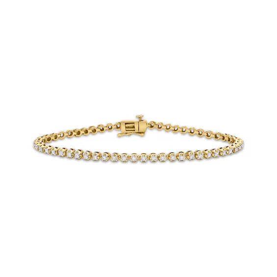 " Four Prong Lab-Grown Diamond Tennis Bracelet In 14K Yellow Gold (7 Ct. Tw. - F-G / VS2-SI1)