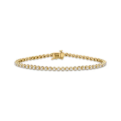 " Four Prong Lab-Grown Diamond Tennis Bracelet In 14K Yellow Gold (7 Ct. Tw. - F-G / VS2-SI1)
